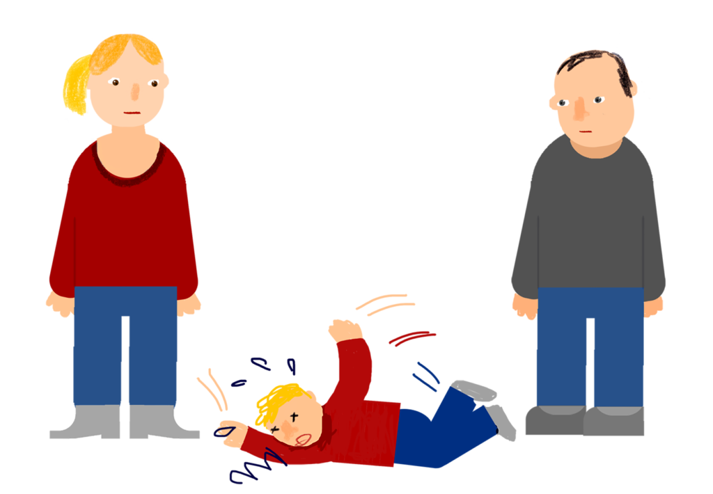 die Illustration zeigt ein auf dem Boden liegendes, schreiendes Kind. Wir helfen bei Trotzanfällen oder Aggressionen.
